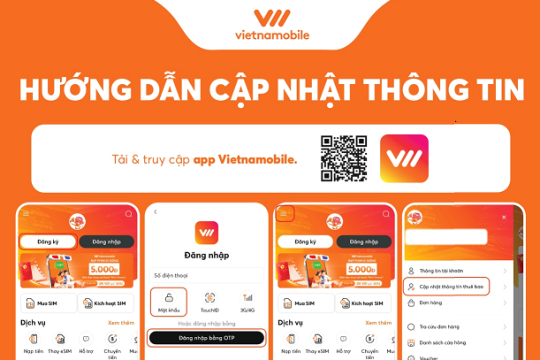 Hướng dẫn cập nhật thông tin thuê bao Vietnamobile trên app