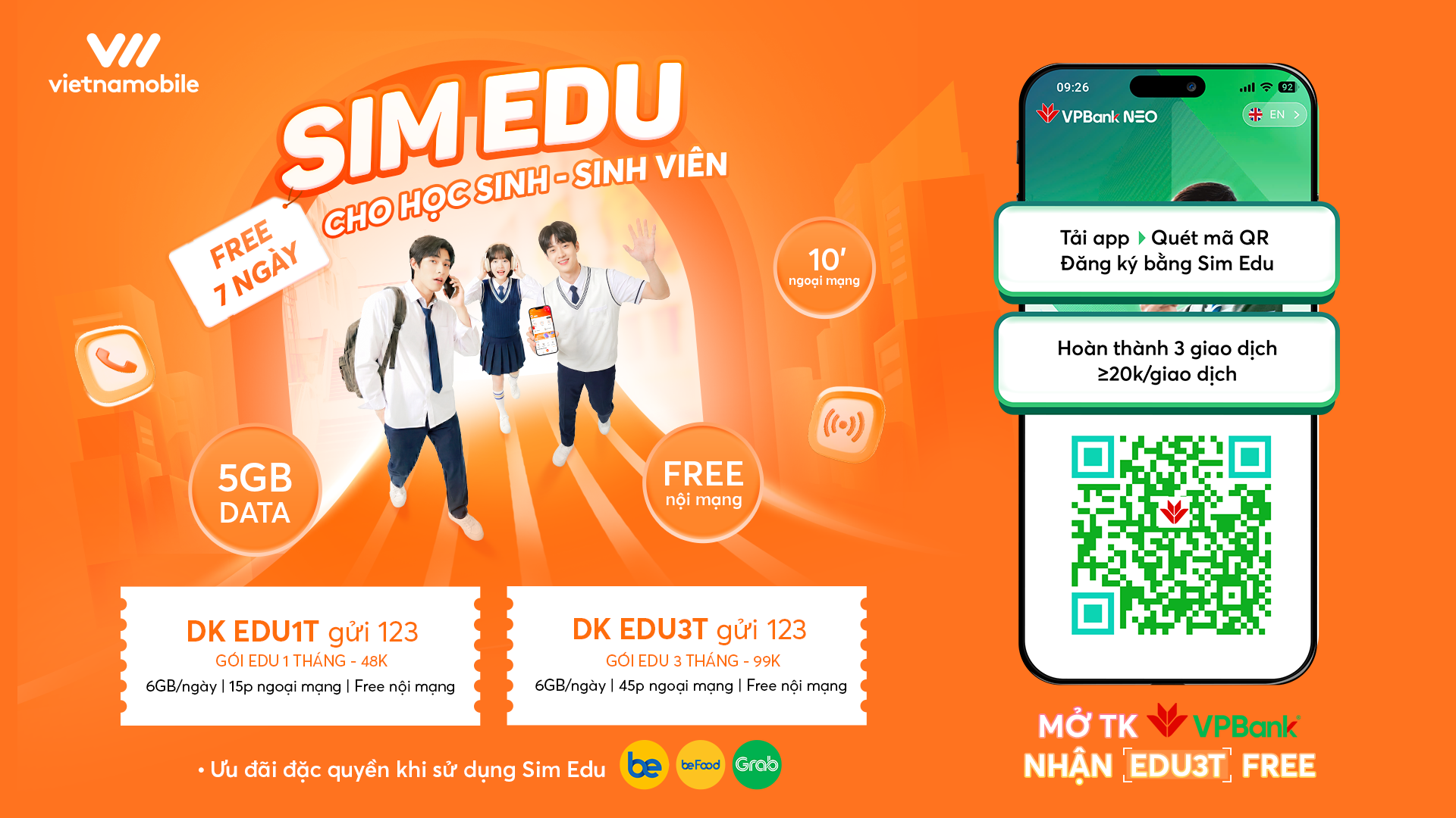 sim edu vietnamobile- ưu đãi VP bank